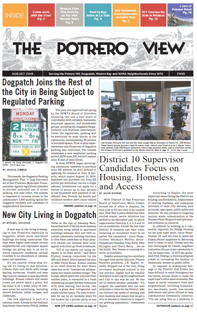 Potrero View August 2018 issue front page