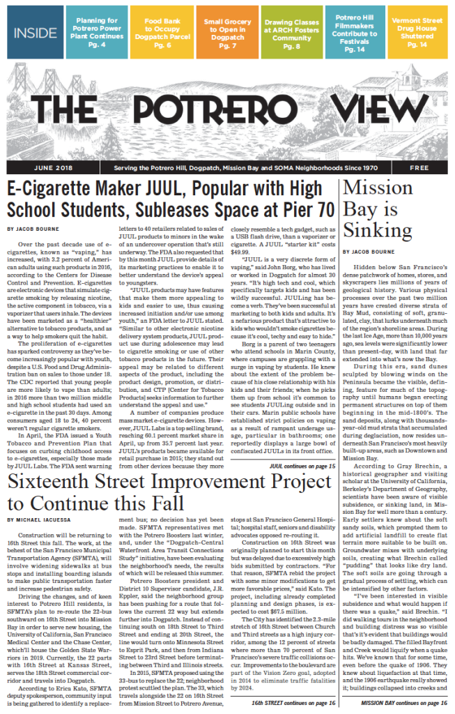Potrero View June 2018 issue front page
