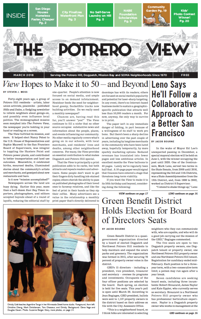 Potrero View March 2018 issue front page