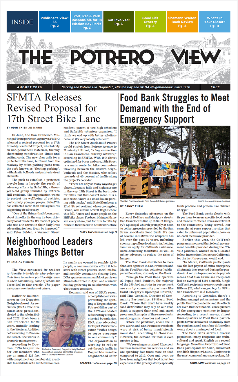 Potrero View August 2023 issue, image of front page